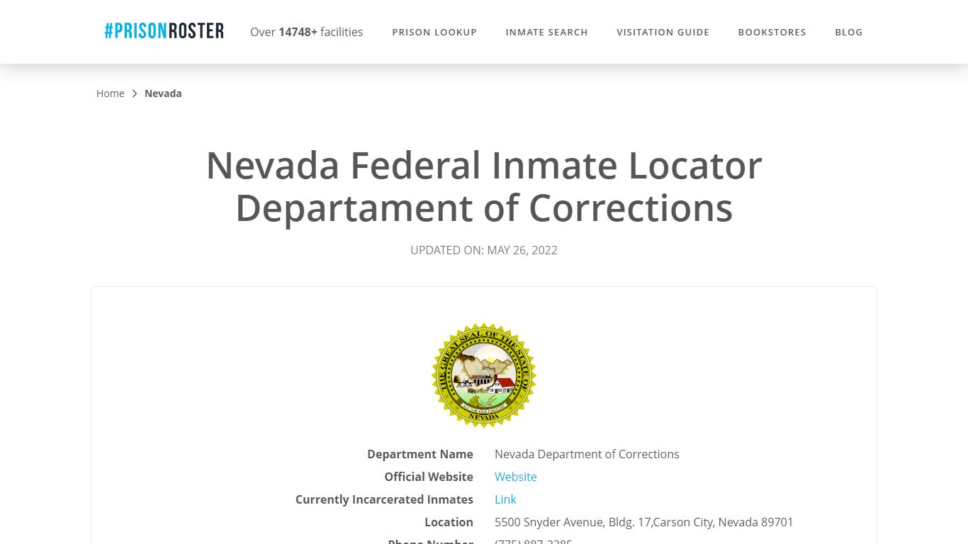 Nevada Federal Inmate Search - Prisonroster