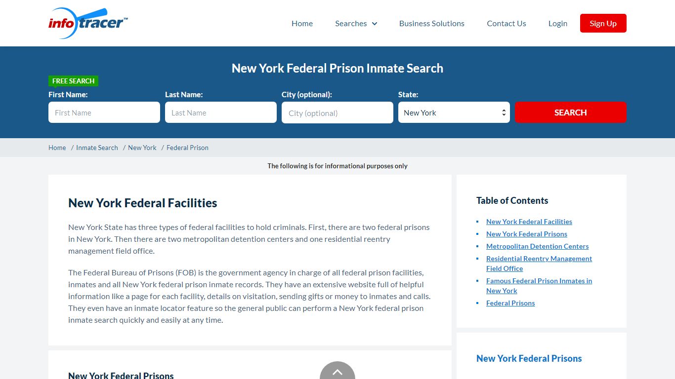 New York Federal Prison Inmate Search - Infotracer.com